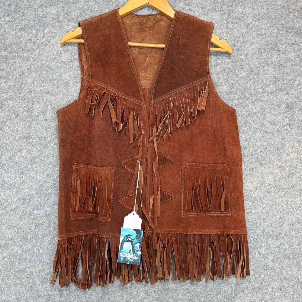 Wiz Khalifa Vault Vintage‎ Western Leather Fringe Vest Jacket Mens Small ? 60s